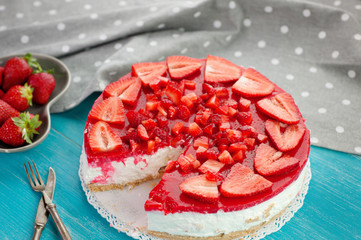 Strawberry creamy dessert homemade cake pie