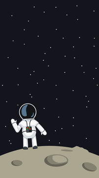 astronaut waving on moon