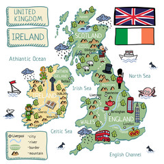 Cartoon map of United Kingdom and Ireland