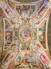 Fototapeta na wymiar Ceiling fresco by G.B. Ricci in the chapel of Nicholas Tolentino in the Church of Sant'Agostino in Rome, Italy.