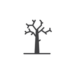 Dry tree vector icon. filled flat sign for mobile concept and web design. dead tree simple solid icon. Symbol, logo illustration. Pixel perfect vector graphics