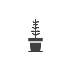 Dry plant in a pot vector icon. filled flat sign for mobile concept and web design. Withered plant simple solid icon. Symbol, logo illustration. Pixel perfect vector graphics