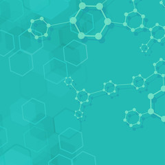 Geometric abstract background with connected line and dots. Structure molecule and communication. Scientific concept for your design. Medical, technology, science background. illustration.