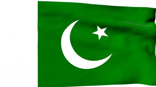 The waving flag of Pakistan opens up the view to the position of Pakistan on a colored world map
