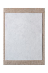 Fototapeta premium Vintage knit paper generic restaurant menu with copy space isolated on white background