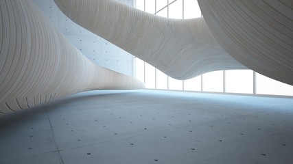 Obraz premium Empty dark abstract concrete and wood smooth interior. Architectural background. 3D illustration and rendering