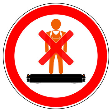 srr352 SignRoundRed - german - Verbotszeichen: Fahrerlose Transportsysteme (FTS) - Mitfahren verboten - english - prohibition sign - Automatic Guided Vehicles (AGV) - driving prohibited - xxl g6017