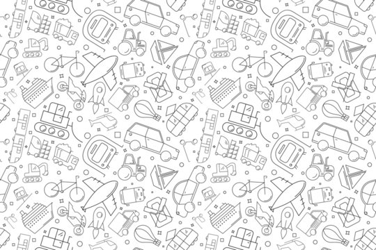 Vector Vehicle Pattern. Vehicle Seamless Background	