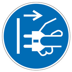 Gebotsschild Netzstecker ziehen nach EN DIN 7010