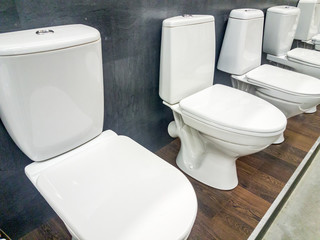 White toilet bowl in a bathroom