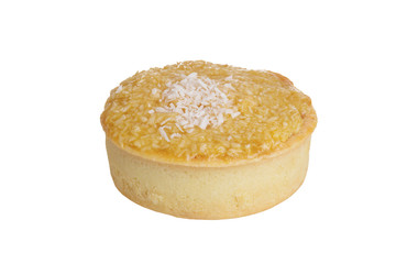 isolated lemon custard coconut tart