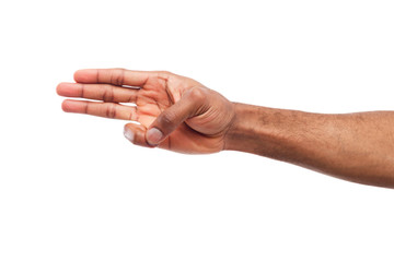 Black hand showing number three isolated