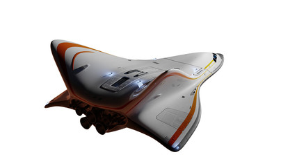 modern spaceship isolated on white background, shuttle aircraft concept (3d science fiction illustration) © dottedyeti