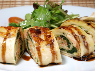 European cuisine meatloaf with vegetables and herbs