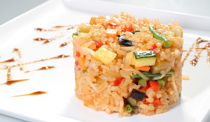 european cuisine rice with vegetables