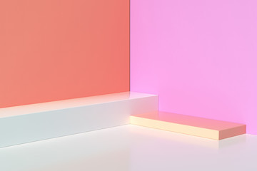 3D Abstract Clean Empty Room Interior with a Modern Design with Soft Shadows .