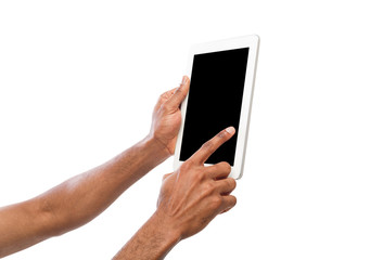 Holding and pointing on blank screen on tablet