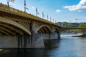 Scenic view of Margit bridge in Budapest.