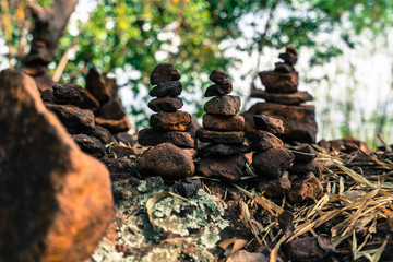 rock stack on the muontain life a zen garden