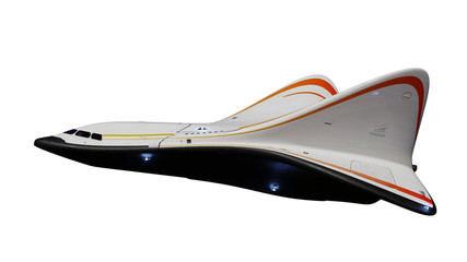 futuristic spaceship isolated on white background, modern air plane concept (3d science fiction illustration) © dottedyeti