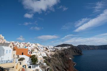 Fototapeta na wymiar Panorama of Oia Village on Santorini island Greece