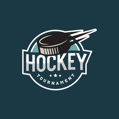 hockey logo. sport emblem vector illustration - obrazy, fototapety, plakaty
