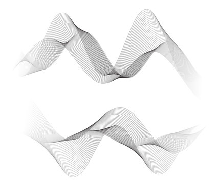 Design elements Wave monochrome lines on white background isolated03