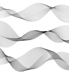 Design elements Wave monochrome lines on white background isolated06
