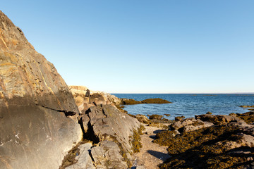 Fototapeta na wymiar Beach scenic on the Long Island Sound, Rye, New York, Westchester County