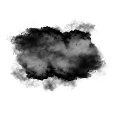 Black clouds of smoke isolated over white background