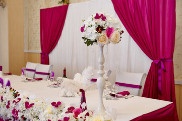 Flower decoration of wedding table