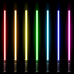 lightsaber, Light Swords Set. Colourful Lasers. Design Elements for Your Business Projects. Vector illustration.
