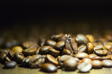 Coffee beans close up. Selective focus.