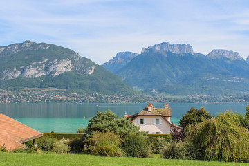 Fototapeta na wymiar ANNECY, FRANCE - SEPTEMBER 22, 2012: House in the Alps. Annecy.