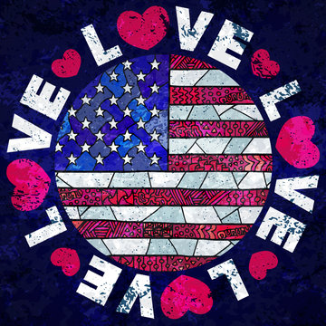 United states of america flag zentangle love usa grunge sign