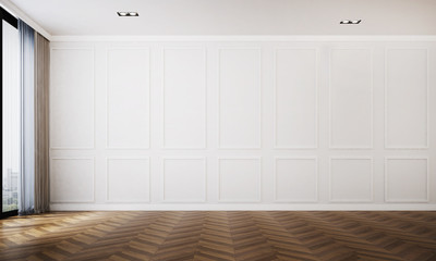 The interior design of empty luxury living room and white wall pattern background
