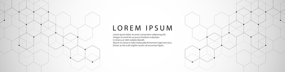 Vector banner design with hexagons abstract background.