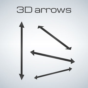 Simple Double Sided Arrows In Different Directions For 3d Presentation Vector Set. Infographic Elements.