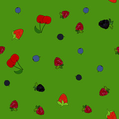 abstract vector doodle berry seamless pattern