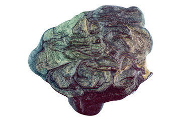 Mixed colors blue, purple and green with glitters smeared nail polish blot, isolated on white background, clipping path included