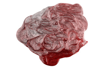 Mixed colors red and pink with glitters smeared nail polish blot, isolated on white background, clipping path included