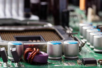 Electronic components on the motherboard