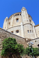 Fototapeta na wymiar Steeple of the Dormition Abbey in Jerusalem