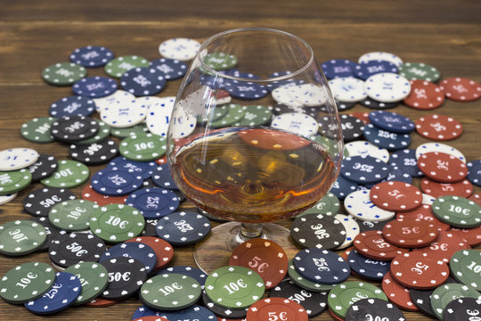 Poker chips card alcohol