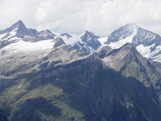Alpine mountains range landscape in swiss Alps seen from Gornergrat at SWITZERLAND