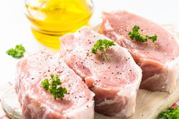 Pork meat steak on white. 