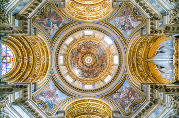 The amazing dome in the Church of Sant'Agnese in Agone in Rome, Italy.