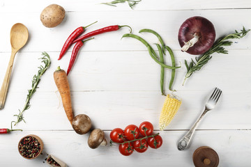 vegetables on a white background