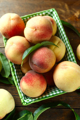 ripe peaches in a basket