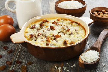 Rice pudding with raisin